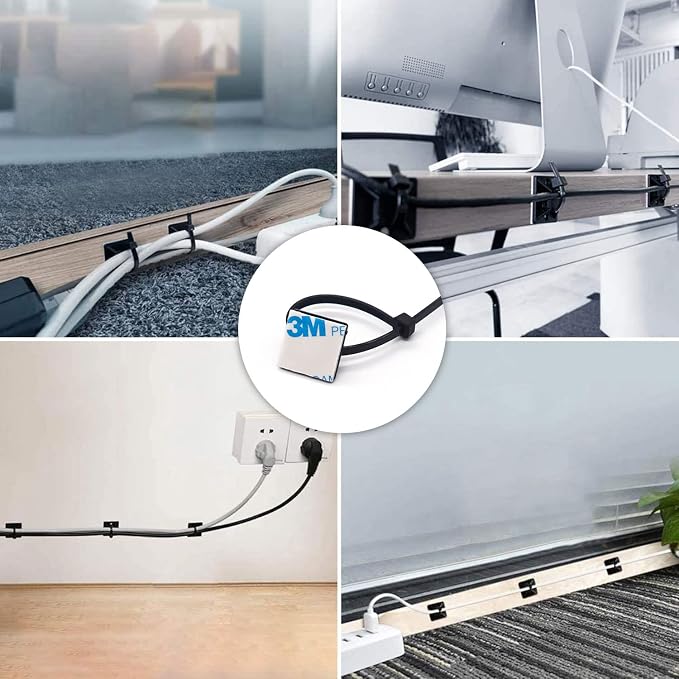 50 Set Cable Zip Tie Self Adhesive Mounts Kit - Image 7