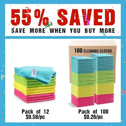 HOMEXCEL Microfiber Cleaning Cloth, 100 Pack Cleaning Rags, Cleaning Towels - Image 2