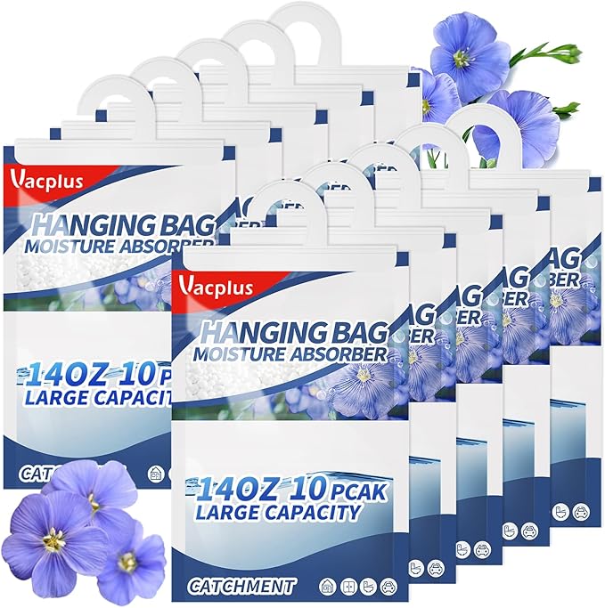 Vacplus Moisture Absorbers, Hanging Closet Dehumidifier Bags, Humidity Packs by Vacplus