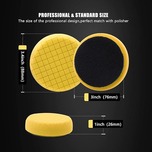 Yellow Medium Cut Pad, Buffing Polishing Pads, SPTA 1Pc 3.5 Inch Face - Image 2