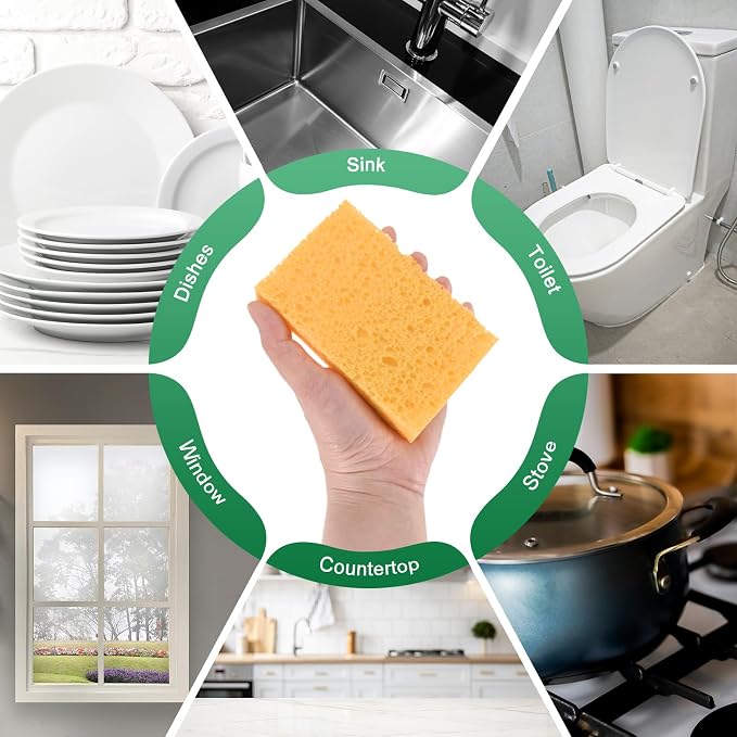 6-Pack Kitchen Sponges, Condense Eco Cellulose Non-Scratch Scrub Heavy Sponge - Image 6