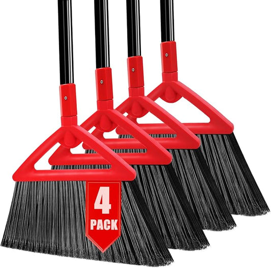 Heavy Duty Broom of Outdoor and Indoor, 4 Packs Upgraded Commercial Angle Brooms by PUTNATRUE