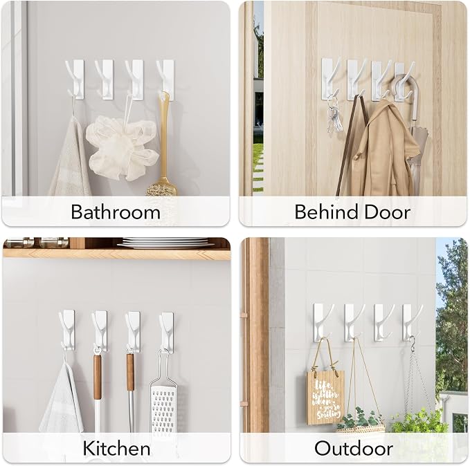 Self Adhesive Coat Hooks for Hanging, Heavy Duty Stainless Double Wall Hook for - Image 7