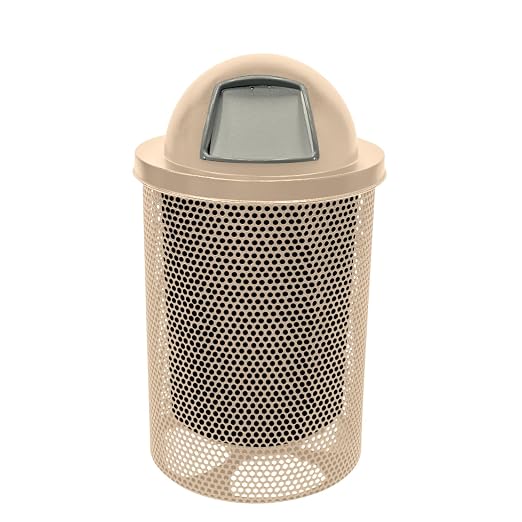 COATEDOUTDOORFURNITURE RDT-P-TAN Heavy Duty Round Trash Receptacle by CoatedOutdoorFurniture