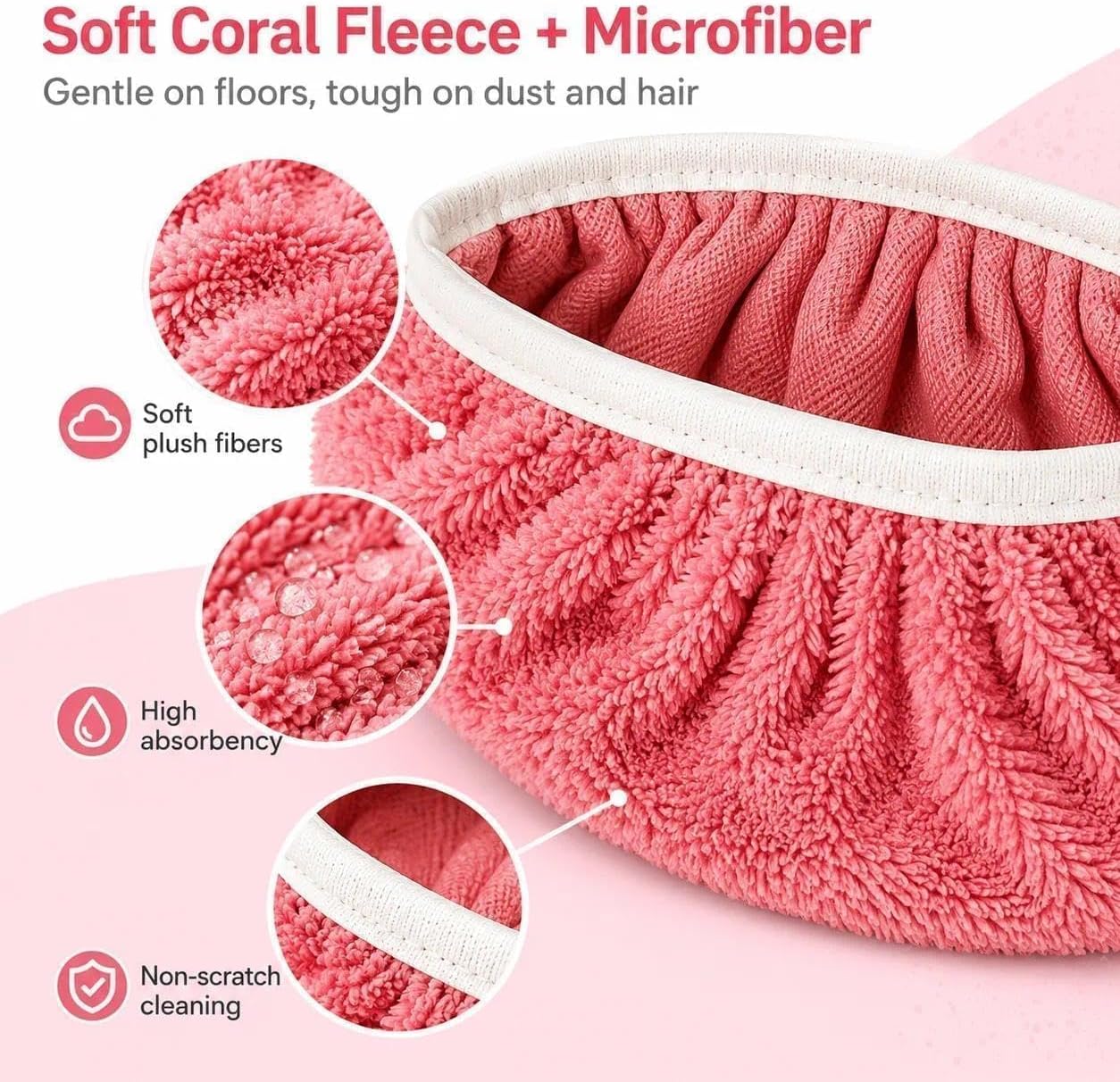 4PC Reusable Microfiber Mop Pads for Swiffer Sweeper, Washable Coral Fleece Floor Cleaning Replacement, Dual-Sided Wet & Dry Mop Cloths for Hardwood, Tile, Laminate & Pet Hair
