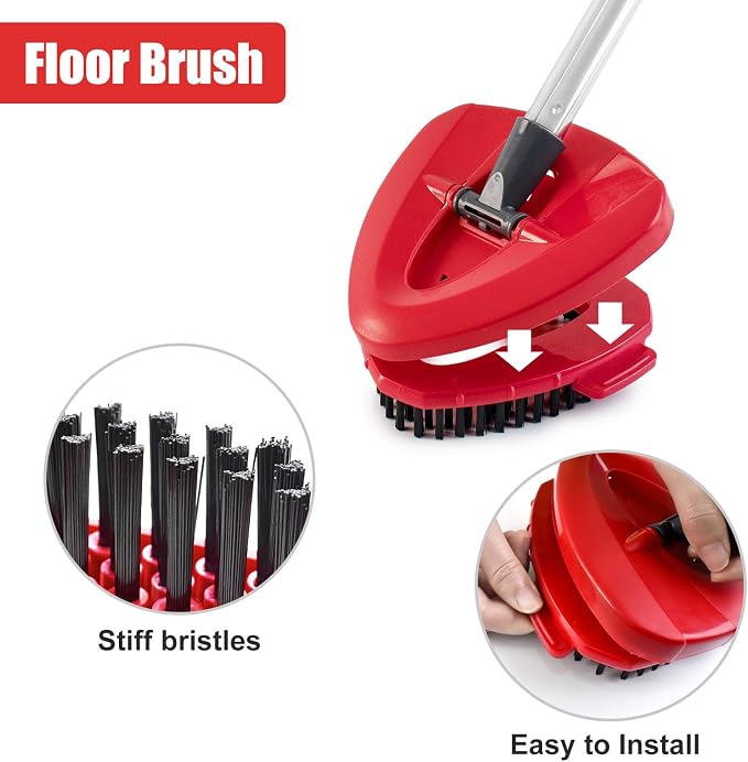 Spin Mop Replacement Handle, 2 Pack Mop Head&Base Scrub Brush 4-Section - Image 5
