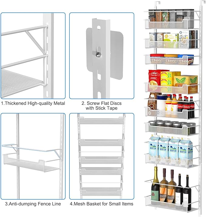 Over the Door Pantry Organizer, 8-Tier Over the Door Organizer