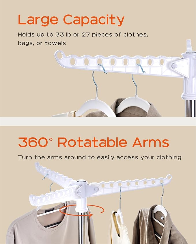 Clothes Drying Rack Foldable, 59 inch Tripod Laundry Drying Rack Indoor - Image 4
