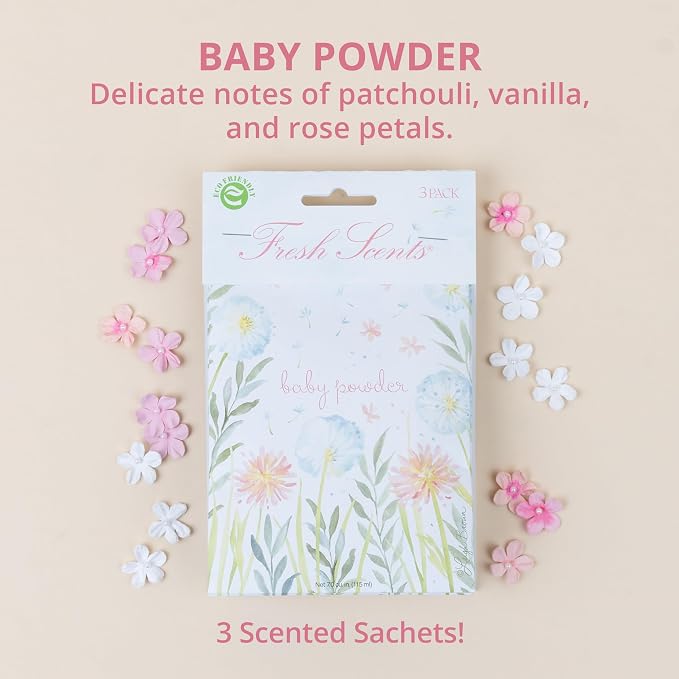 WILLOWBROOK | Fresh Scents Scented Sachet Packet | Baby Powder | Air Freshener - Image 2