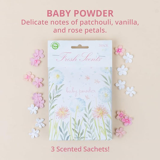 WILLOWBROOK | Fresh Scents Scented Sachet Packet | Baby Powder | Air Freshener - Image 2