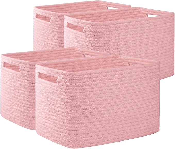 OIAHOMY 4 Pack Storage Baskets for Organizing, Cube Storage Bins for Shelves