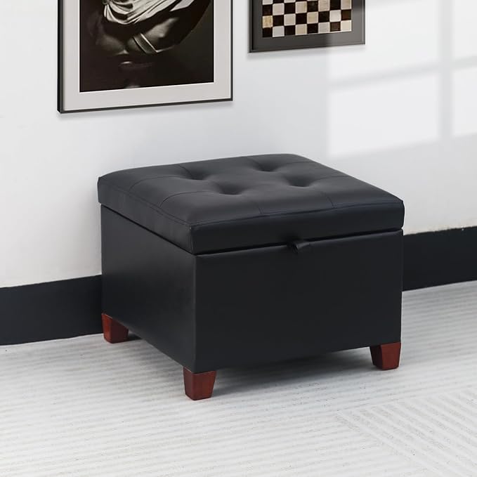 Adeco Faux Leather Storage Ottoman - Image 6
