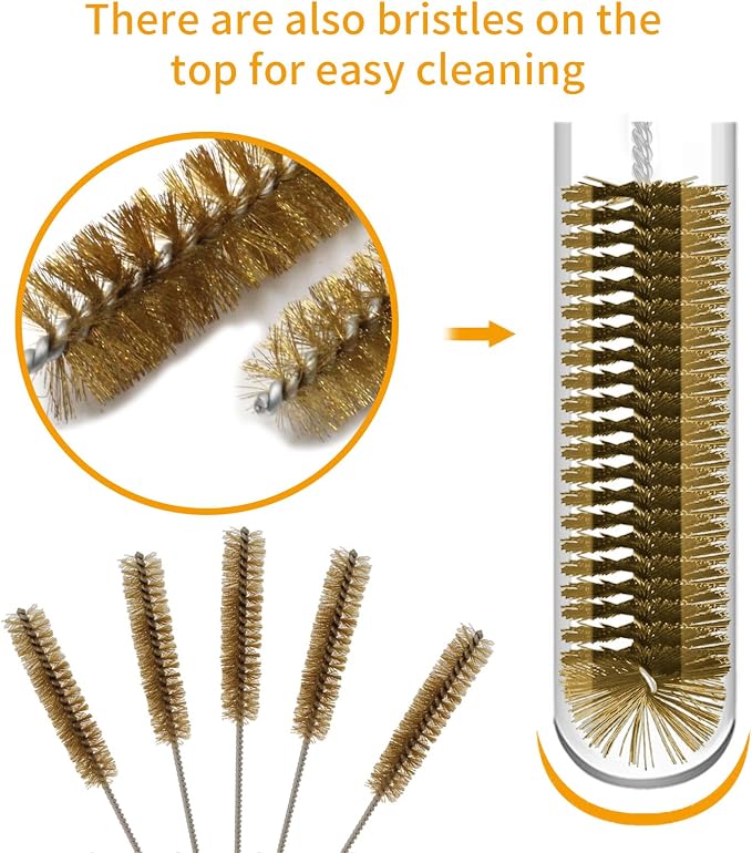 7pcs Brass Wire Tube Brushes Bottle Brush Set, 11Inch Long Wire Brushes - Image 6