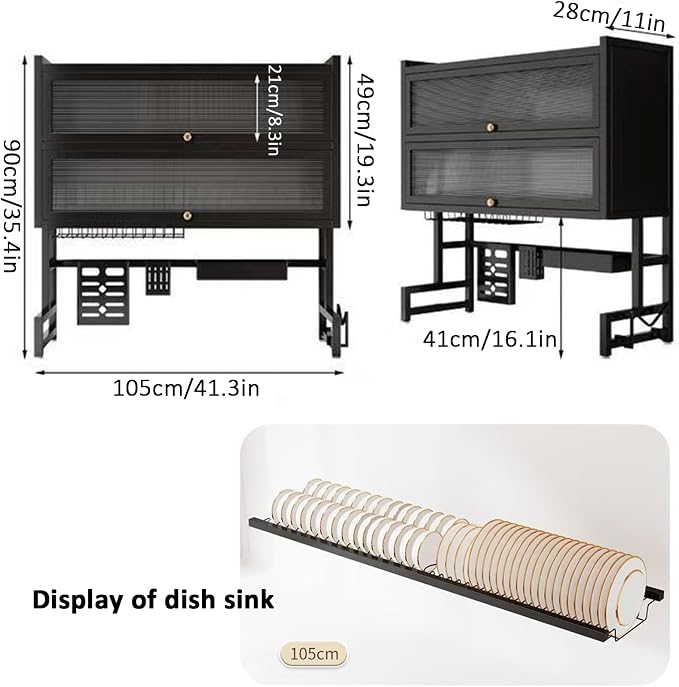 Dish Drying Rack 4 Tiers with Cover, Keep Kitchen Sink Shlef Organized - Image 7