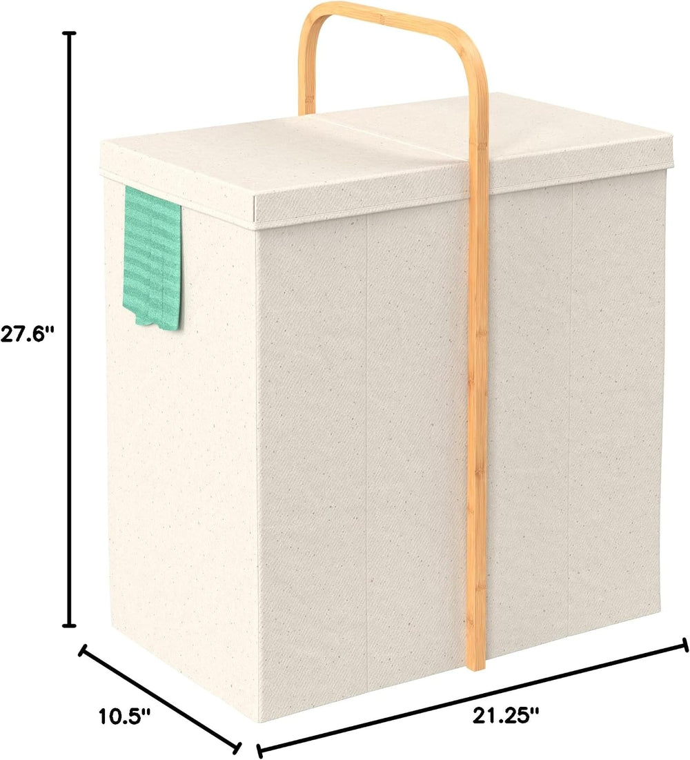 ClosetMaid Laundry Hamper Basket, Foldable with Lid, Two Compartments, Bamboo...