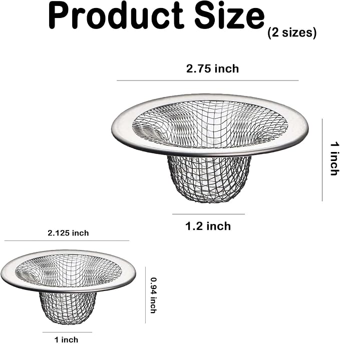 14PCS Drain Mesh Basket, 2.125'' & 2.75" Bathroom Mesh Sink Drain Strainer - Image 2