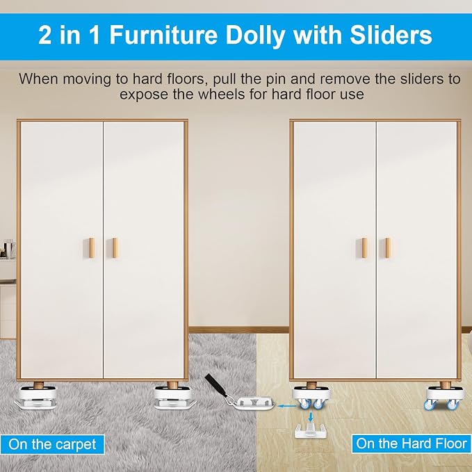 New Upgraded Furniture Sliders for Hard Floors & Carpets, 2-in-1 Furniture - Image 3
