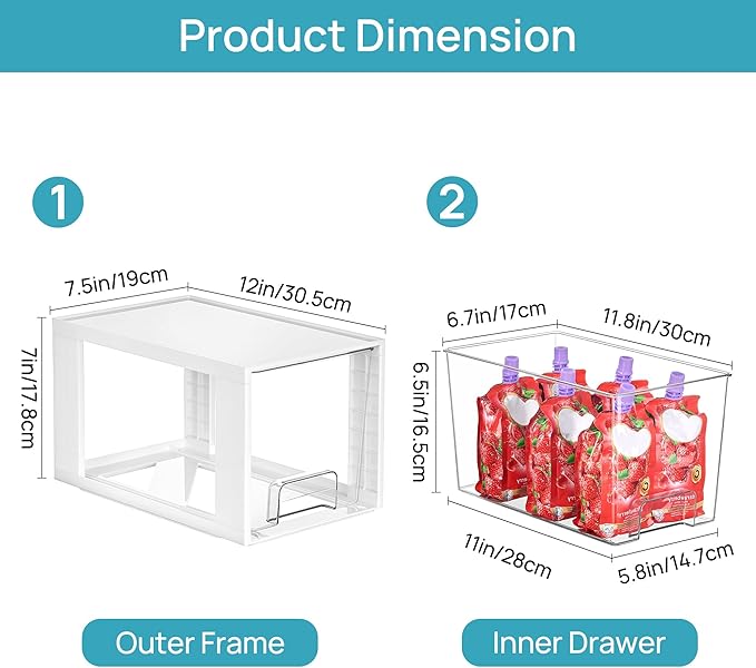 Vtopmart 4 Pack Large Stackable Storage Drawers, Easily Assemble Acrylic - Image 3