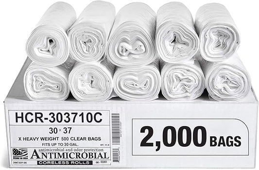 Aluf Plastics High Density Trash Bags, 30 Gallon, 10 Micron, by AlufPlastics