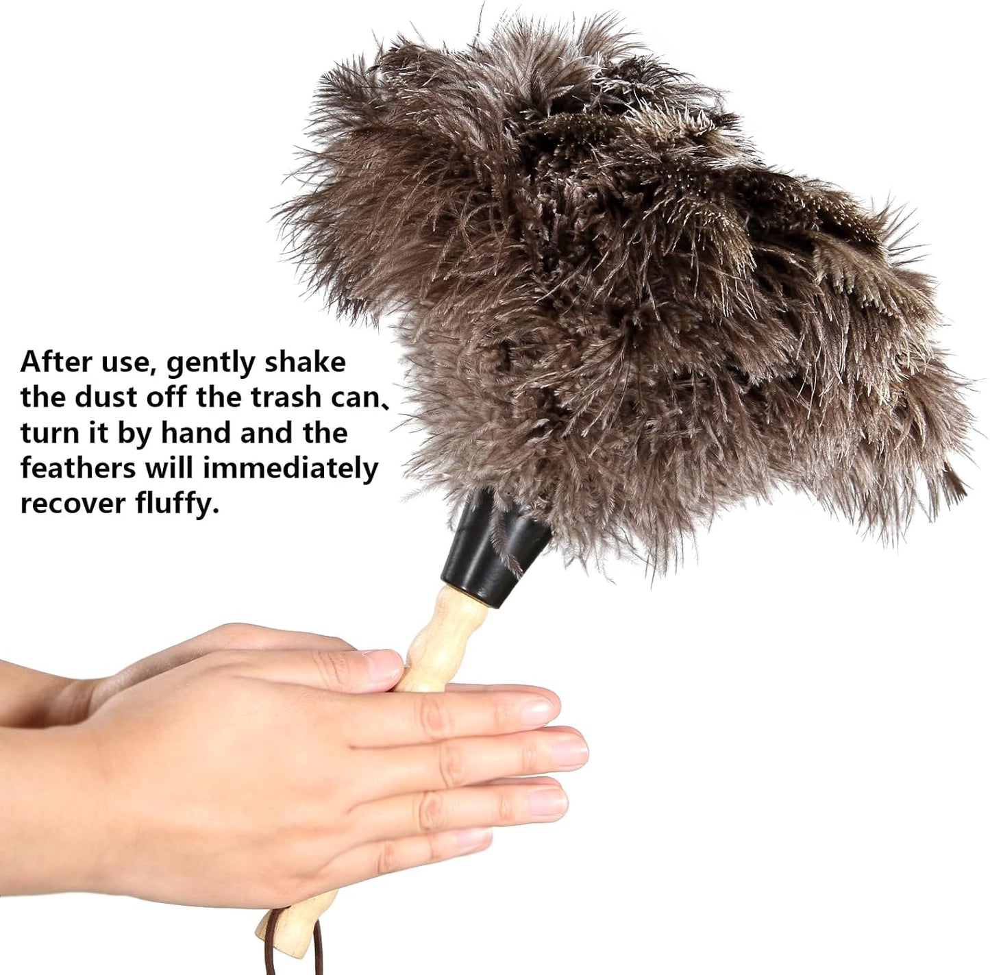2pcs Ostrich Feather Dusters Natural Feathers Duster with Wooden Handle Natural Ostrich Feathers for Home Cleaning and Office Finishing Duster(2pcs，Length14”