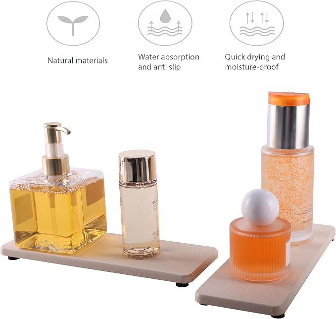 2 Pcs Water Absorbing Stone Trays, Kitchen/Bathroom Sink Soap Dish, Diatomite - Image 5