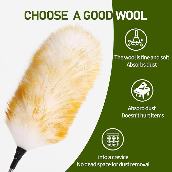 Extendable Lambswool Duster 25-64" Retractable Telescopic Handle Removable Head - Image 3