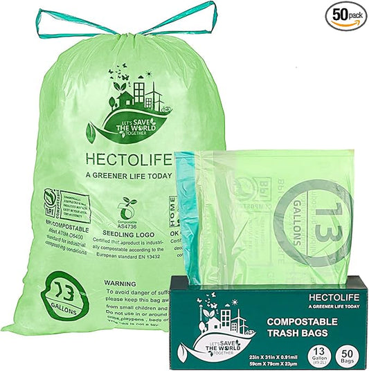 13 Gallon, Compostable Trash Bags by HECTOLIFE