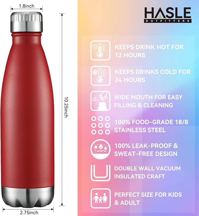 HASLE OUTFITTERS 17oz Stainless Steel Water Bottles Bulk, Vacuum Insulated - Image 5