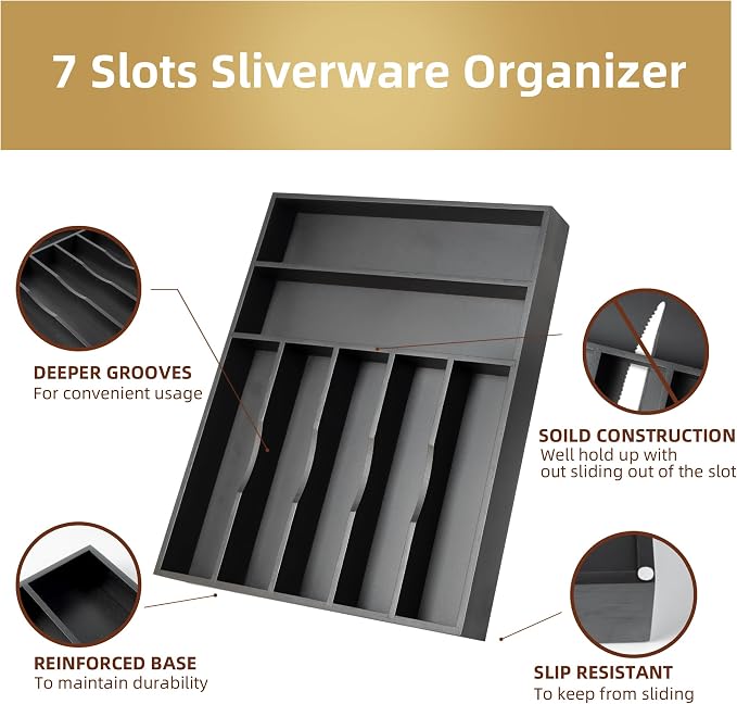 Silverware Organizer Kitchen Drawer Organizer Utensil Organizer Bamboo - Image 3