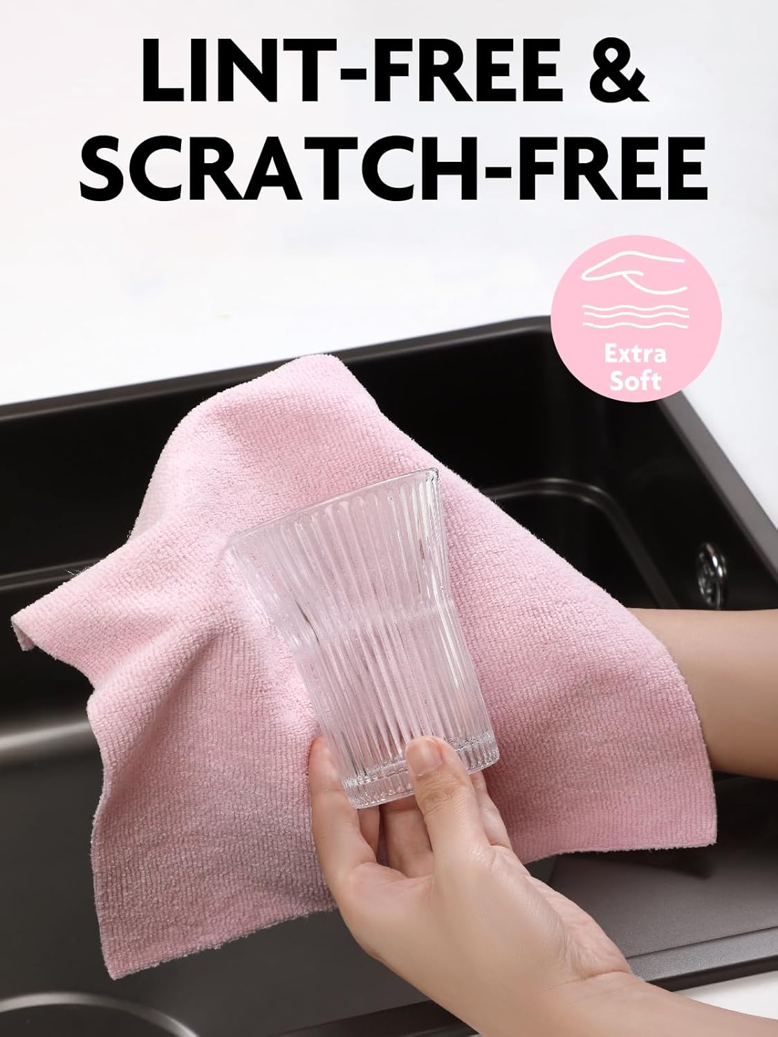 Fantasticlean Kitchen Towels Roll, 40 Sheets, 10''x 10'' (Pink, Grayish) | Tear-away Dish Towels for Kitchen, Ultra Absorbent, Lint-free, Premium Microfiber Cleaning Cloths, for All-Purpose Cleaning
