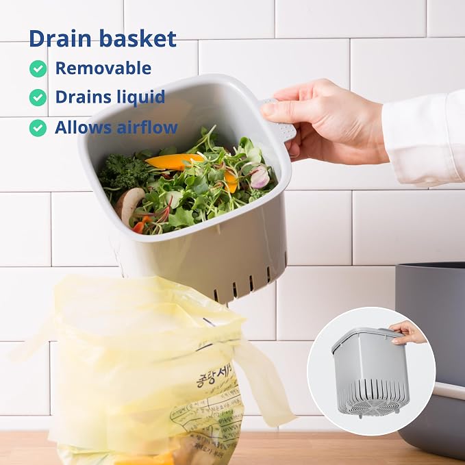 Blue Ginkgo Kitchen Compost Bin – Filter-Free, Odor-Tight Countertop Food Waste - Image 5