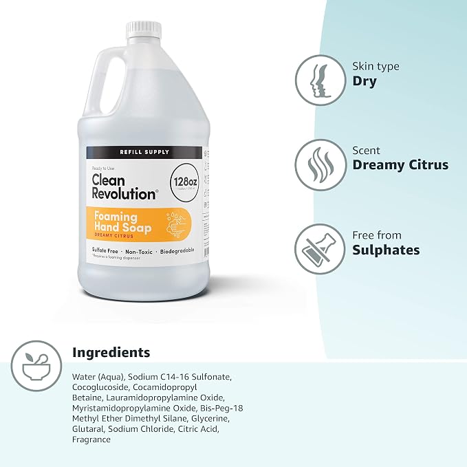 Clean Revolution Foaming Hand Soap Refill Supply Container, Ready to Use Formula - Image 10