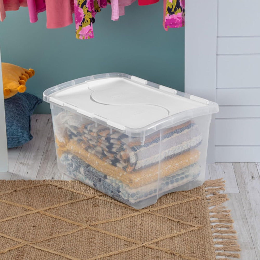 Sterilite 48 Qt Hinged Lid Storage Box, Stackable Bin with Lid, Plastic Conta...