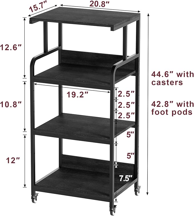 4 Tier Printer Stand with Storage Shelf, Large Tall Printer Table - Image 3