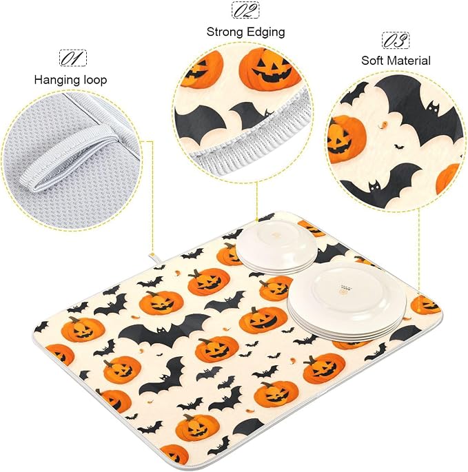 Halloween Black Bat Dish Drying Mat - Image 4