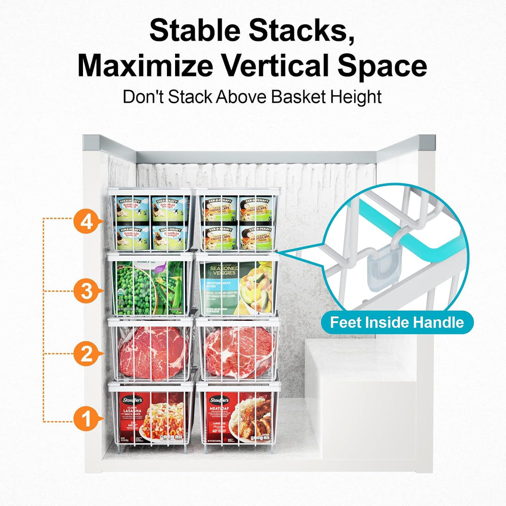 iSPECLE Chest Freezer Organizer Bins - Small Baskets for 7 Cu.Ft, 6 Pack