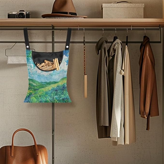 Van Gogh Wheatfield Laundry Clothespin Bags Hanging Storage Organizer 12 x 14.5 - Image 5