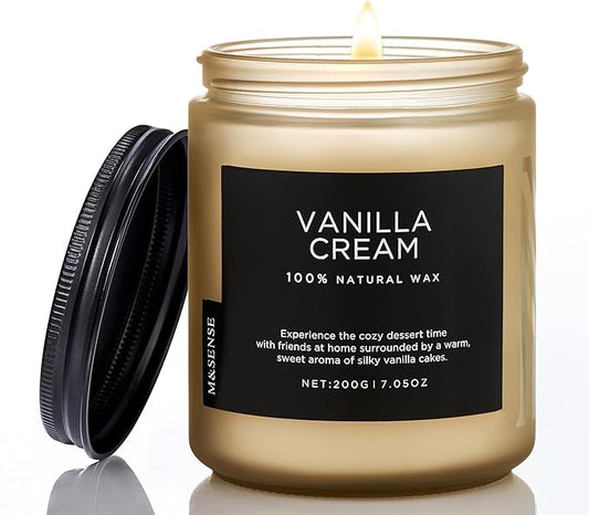 M&SENSE Vanilla Candles 100% Natural Organic Soy Wax Relaxing Aromatherapy by MSENSE