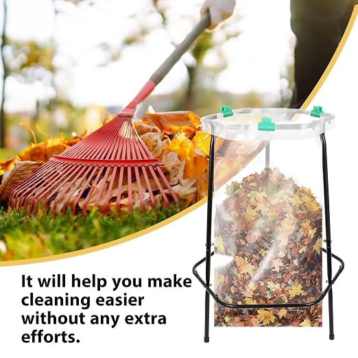 Garden Trash Bag Holder Stand, Metal Leaf Bag Holder, Frame Holds 30-55 Gallon - Image 7