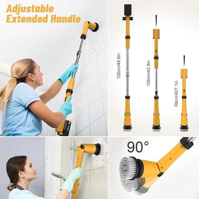 Qimedo Upgrade 1200 RPM Battery Electric Spin Scrubber, Highly Powerful - Image 8