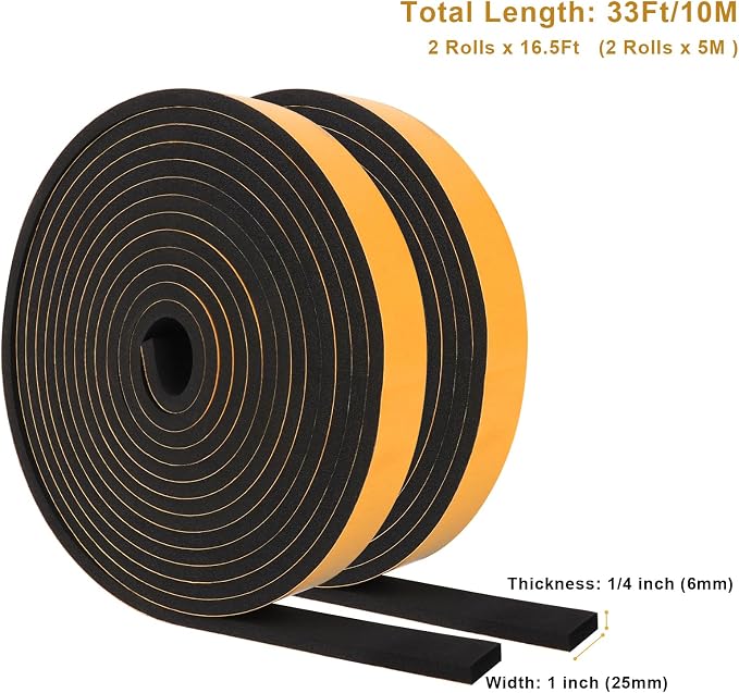 Weather Stripping Self Adhesive 1 in x 1/4 in, Weatherproof Foam Insulation - Image 6