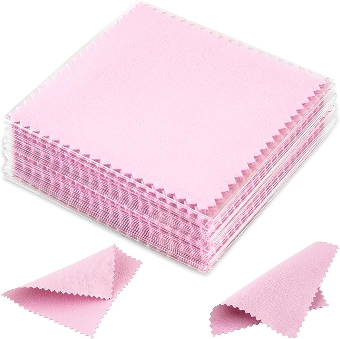 50 Pack Jewelry Polishing Cloth, 3.15" x 3.15" Pink Cleaning Cloths, Small by wegoup