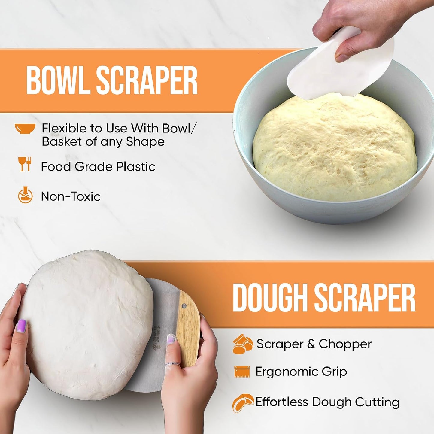 Complete Sourdough Starter Kit and Sourdough Bread Baking Supplies - Includes 9" Banneton Proofing Basket, 34oz Sourdough Starter Jar, Silicone Bread Sling, Scrapers, Bread Lame and Measuring Spoons