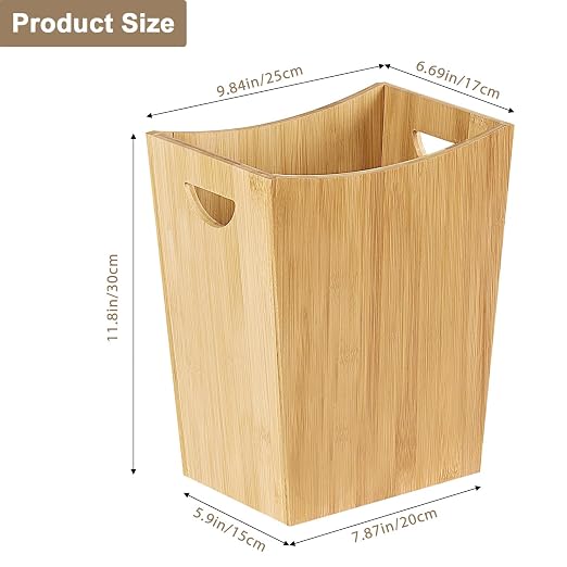 SEHERTIWY Wood Trash Can Wastebasket, 2 Gallon Small Waste Basket - Image 5
