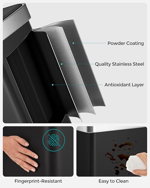 SONGMICS Kitchen Trash Can, 16 Gallon Dual Compartment Garbage Can, 60L Pedal - Image 4
