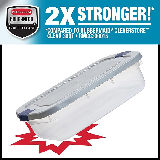 Rubbermaid Roughneck Clear 31 Qt/ 7.75 Gal Storage Containers, Visible Base - Image 5