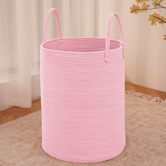 Large Woven Laundry Basket Hamper, 100L Cotton Rope Storage Bin by JMvicyroam