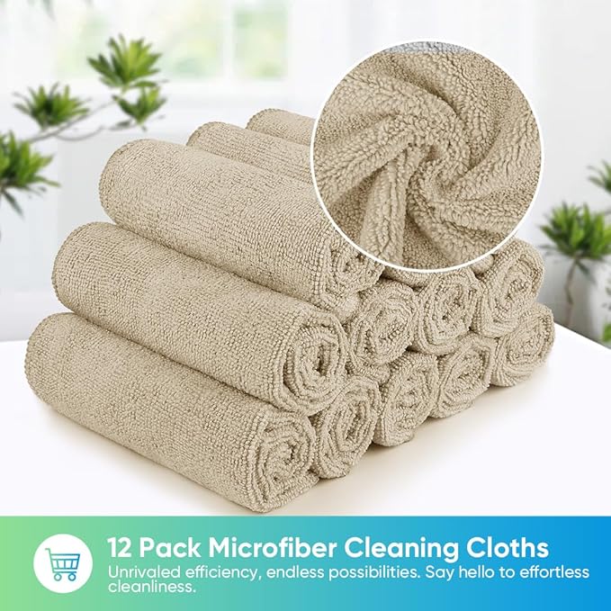 HOMEXCEL Brown Microfiber Cleaning Cloth, 12 Pack Premium Microfiber Towels - Image 4