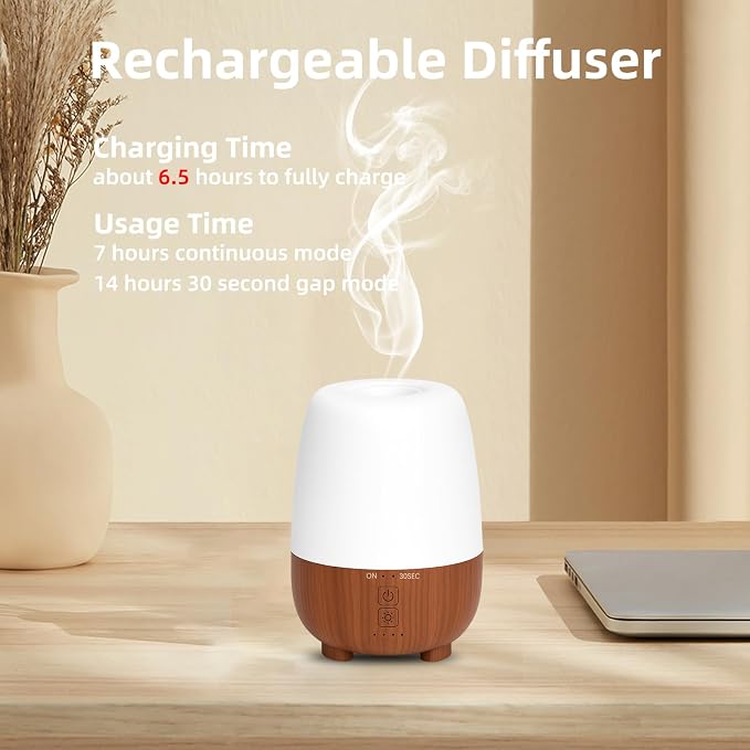 150ML Rechargeable Battery Operated Essential Oil Diffuser, Portable Cordless - Image 2