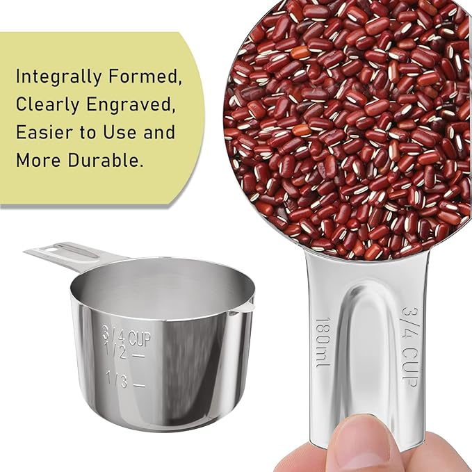 1PCS 3/4Cup Single Measuring Cup, Stainless Steel Measure Scoop, Metric and US - Image 3